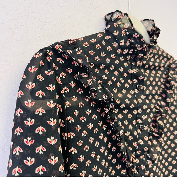 Vintage Western Sheer Black and Red Blouse - Picture 2 of 9